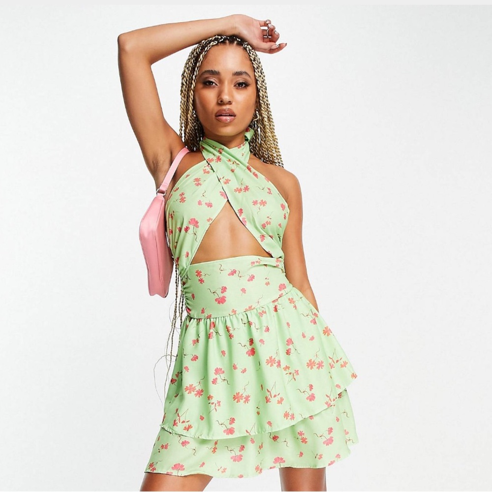 ASYOU Cross front Ditsy Floral print/ Size M
